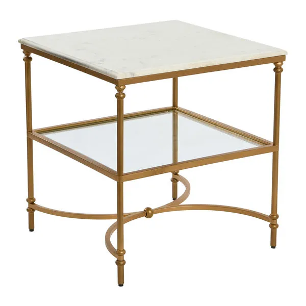 Product Image 1 for Evelyn End Table with Glass Storage Shelf from Creative Co-Op