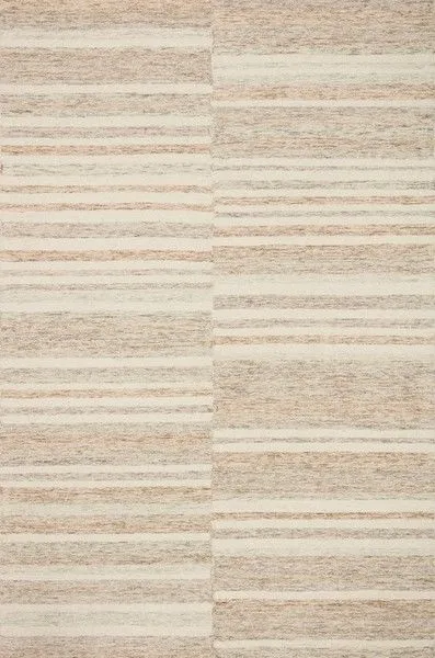 Chris Ivory Clay Rug with multi-tonal, soft beige and ivory stripe pattern, hand-tufted wool texture