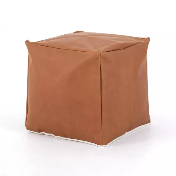 Product Image 2 for Sandro Leather Pouf, Whiskey from Four Hands