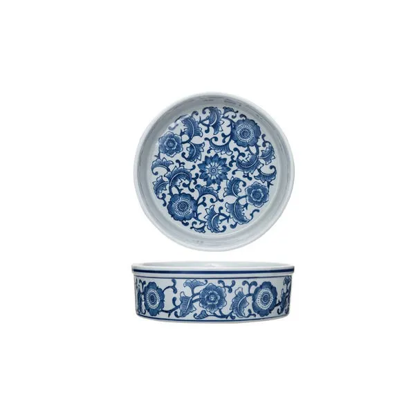 Product Image 1 for Maizy Large 8-cup Stoneware Floral-Design Pet Bowl from Creative Co-Op