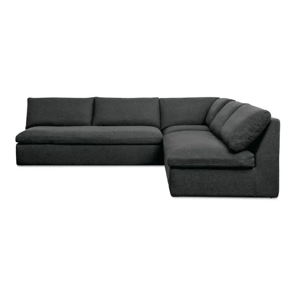 Dark gray Miles Outdoor Modular 3 piece sectional with plush cushions and L-shape design