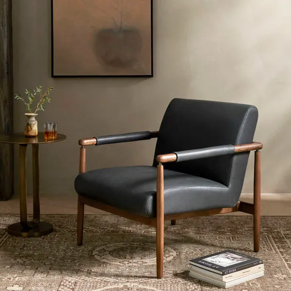 Product Image 2 for Markia Leather Accent Chair - Brickhouse Black from Four Hands