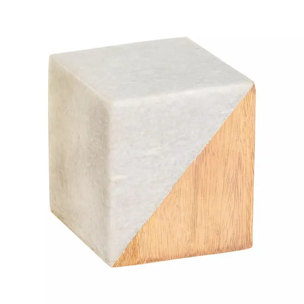 Product Image 1 for Small Marble And Wood Split Cube from Elk Home