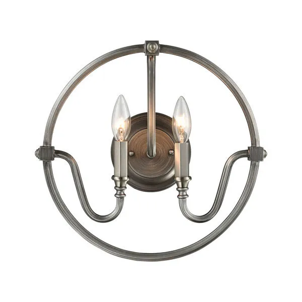 Product Image 1 for Stanton 2 Light Wall Sconce In Weathered Zinc With Brushed Nickel Accents from Elk Lighting