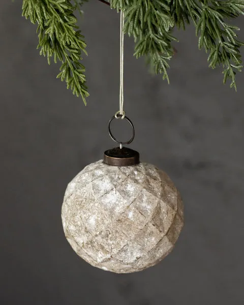 Product Image 1 for Textured Embossed White Glass Ball Ornaments, Set of 4 from Creative Co-Op