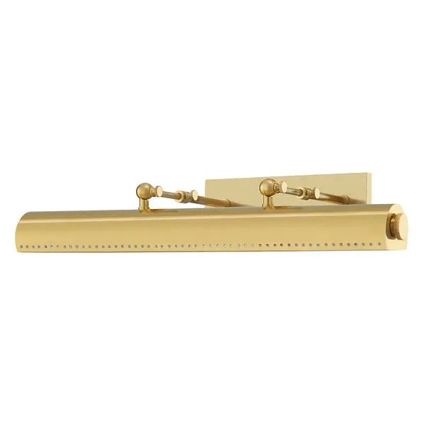 Hampshire 3 Light Large Picture Light in polished brass with three adjustable lights and perforated detailing
