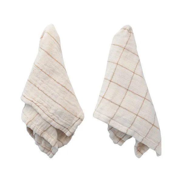 Product Image 1 for Square Double Cotton Patterned Napkins, Cream and Taupe, Set of 4 from Creative Co-Op