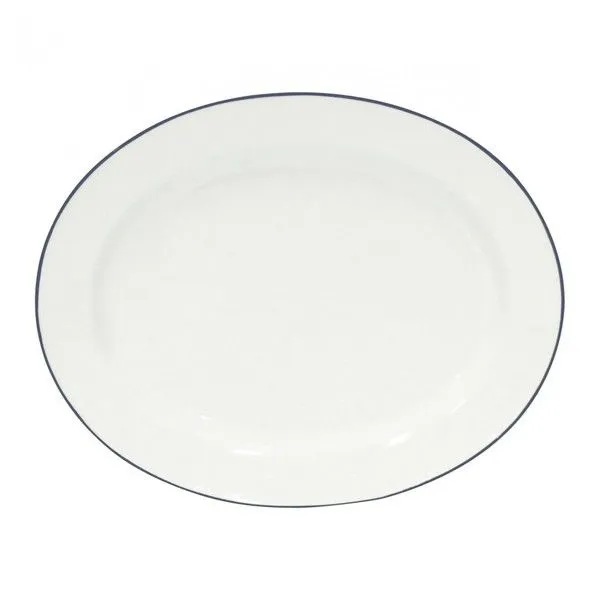 Product Image 1 for Beja Medium Ceramic Stoneware Oval Platter - White & Blue from Costa Nova