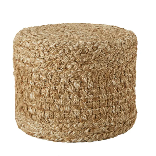 Product Image 1 for Sauton Natural Beige/ White Short Cylinder Pouf from Jaipur 
