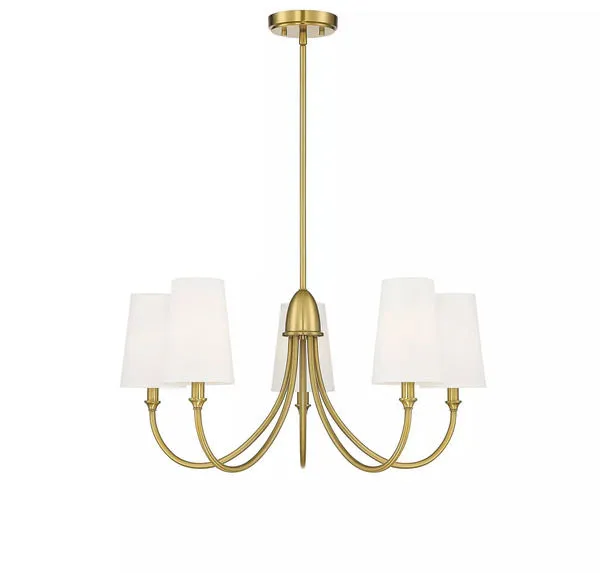 Product Image 2 for Cameron Warm Brass 5 Light Chandelier from Savoy House 