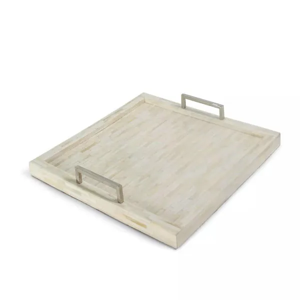 Product Image 1 for Nevis Square White Bone & Nickel Tray from Regina Andrew Design