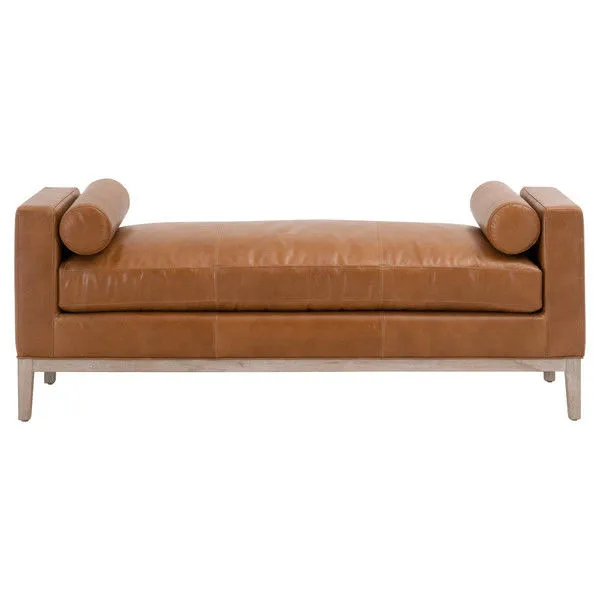 Product Image 1 for Keaton Whiskey Brown Oak & Leather Bench from Essentials for Living