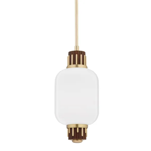 Product Image 1 for Peekskill 1 Light Pendant W/ Light Walnut Accent from Hudson Valley