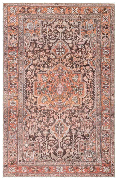 Product Image 1 for Chariot Indoor / Outdoor Medallion Orange / Dark Gray Area Rug from Jaipur 