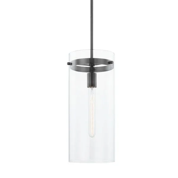 Product Image 1 for Haisley Large Bronze Clear Glass Cylinder Pendant Light from Mitzi