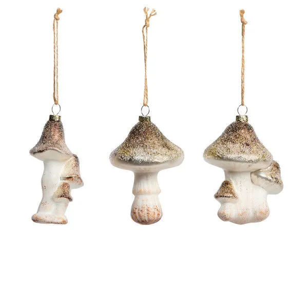 Product Image 1 for Matilda Glass Iced Mushroom Ornament, Set of 3 from Park Hill Collection