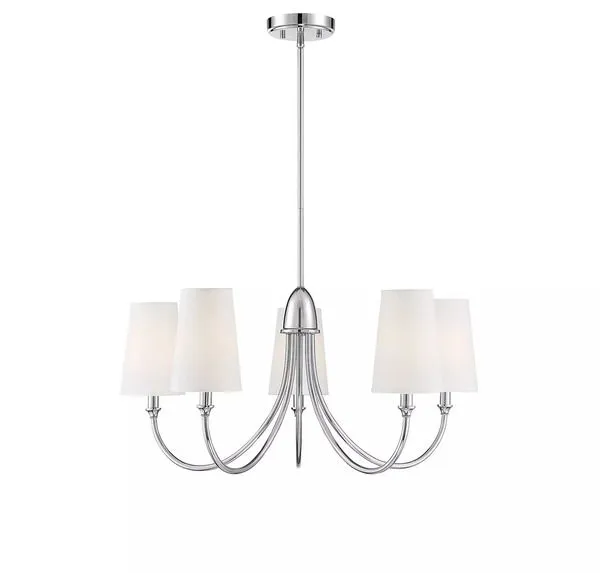 Product Image 2 for Cameron 
 Polished Nickel 5 Light Chandelier from Savoy House 