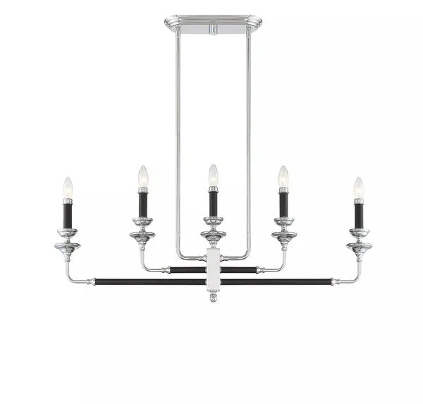 Product Image 1 for Davidson Black & Chrome 5 Light Linear Chandelier from Savoy House 