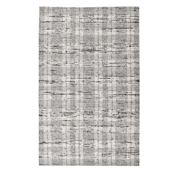 Perth Wool Blend Area Rug with pillowy texture, classic distressed stripes in a muted plaid pattern