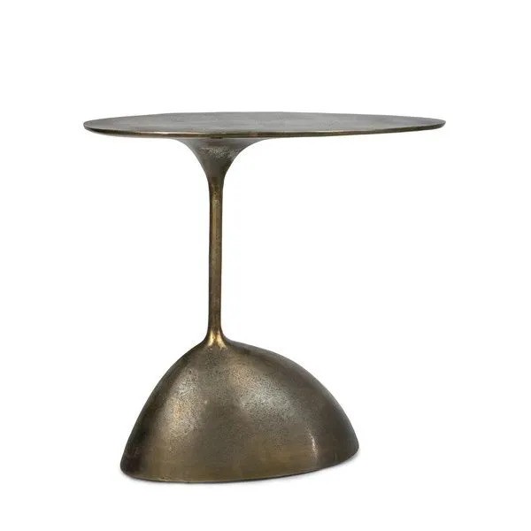 Rizzo Accent Table with oval top and organically shaped asymmetric base in muted bronze finish