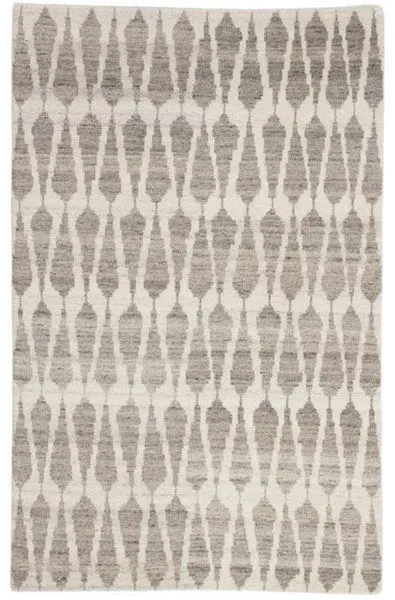 Full overhead view showing repeat geometric pattern and light gray and ivory color scheme