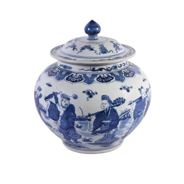 Product Image 1 for Blue & White Ginger Jar W/ Eight Immortals Motif from Legend of Asia