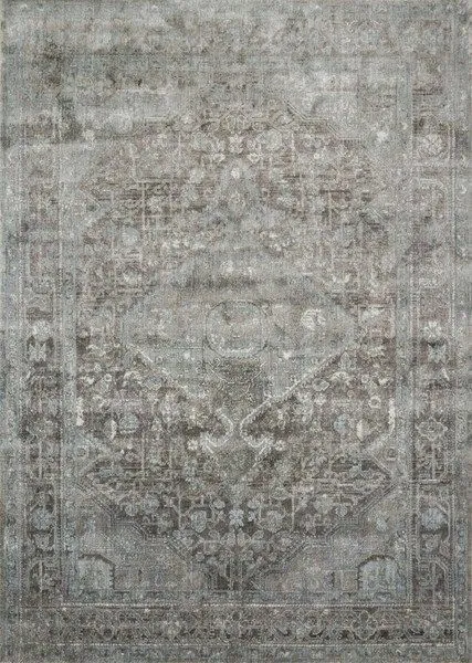 Anastasia Stone Blue Rug with ornate traditional design in distressed blue and gray tones