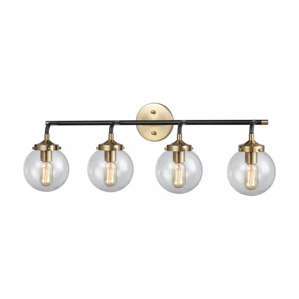 Product Image 4 for Boudreaux 4 Light Vanity Lamp In Matte Black And Antique Gold With Sphere Shaped Glass from Elk Lighting