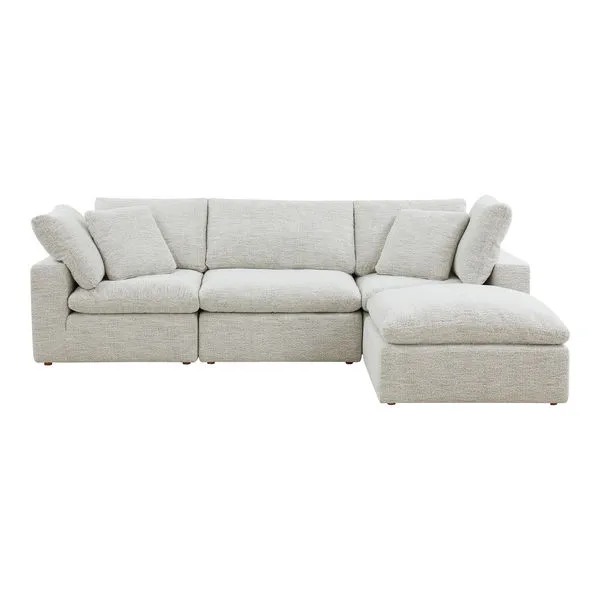 Terra Condo Lounge Modular Sectional in light beige NeverFear™ fabric with chaise and plush back cushions
