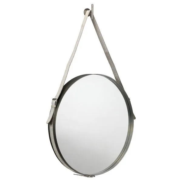 Product Image 1 for Large Round Mirror Hide Strap from Jamie Young