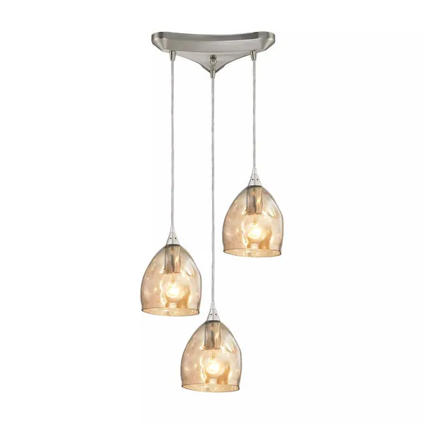 Product Image 1 for Niche 3 Light Pendant In Satin Nickel And Champagne Plated Glass from Elk Lighting