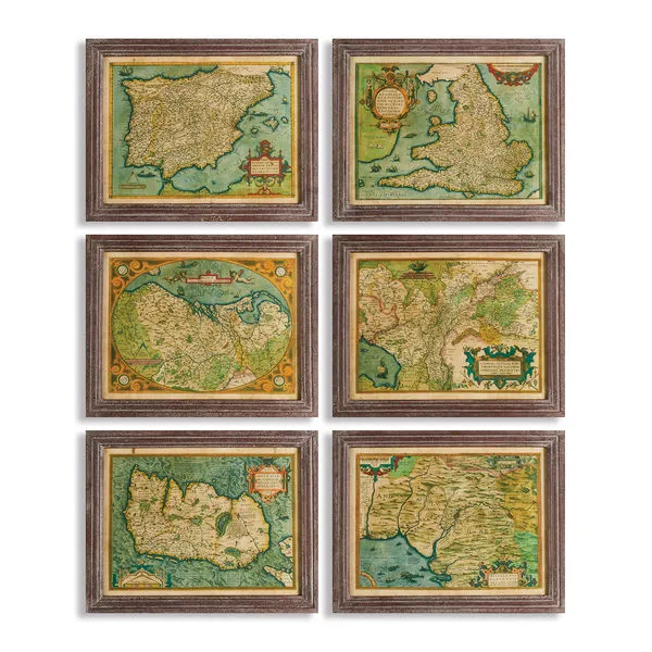 Product Image 1 for Maps Of The Old World Prints, Set Of 6 from Napa Home And Garden