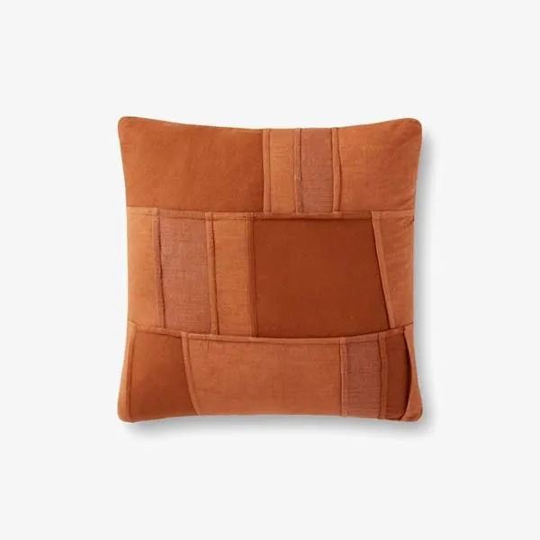 Product Image 1 for Rust Mondrian Inspired Patchwork Didyed French Seamed Throw Pillow from Loloi