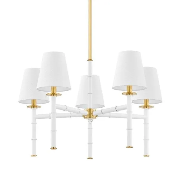 Product Image 1 for Banyan 5-Light White Aged Brass Chandelier from Mitzi