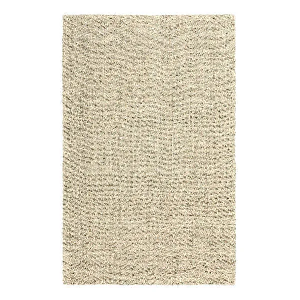 Natural beige Chevron handwoven jute area rug with textured pattern and soft organic fibers