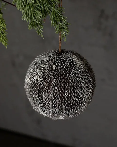 Product Image 1 for Textured Snow-Dusted Brown Ball Ornaments, Set of 4 from Creative Co-Op