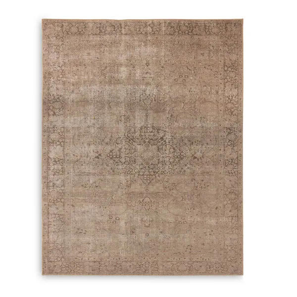 Morelli Alani Natural Jute 5' x 8' power-loomed vintage style rug in soft beige and brown with an antiqued pattern