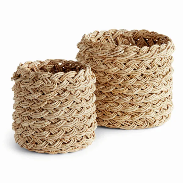 Product Image 1 for Abaca French Braid Storage Baskets Round, Set Of 2 from Napa Home And Garden