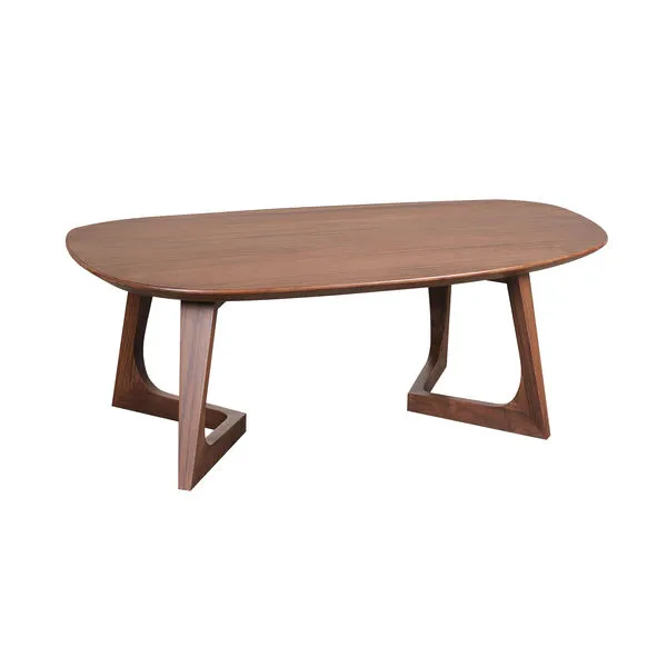 Godenza Small Coffee Table in warm American walnut with an oval top and sculptural open wooden base