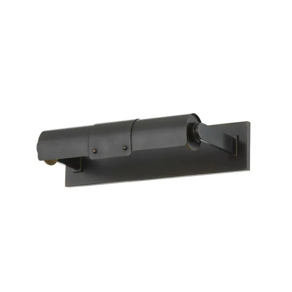 Oneonta 1-Light Picture Light in distressed bronze with adjustable arm and rectangular backplate