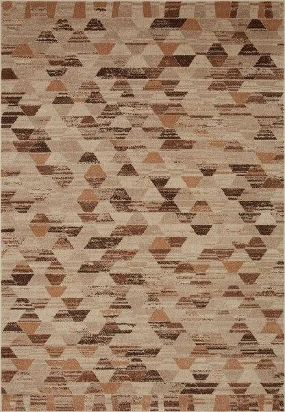 Chalos Beige Nutmeg rug with muted beige and brown angular geometric pattern, power-loomed polypropylene pile