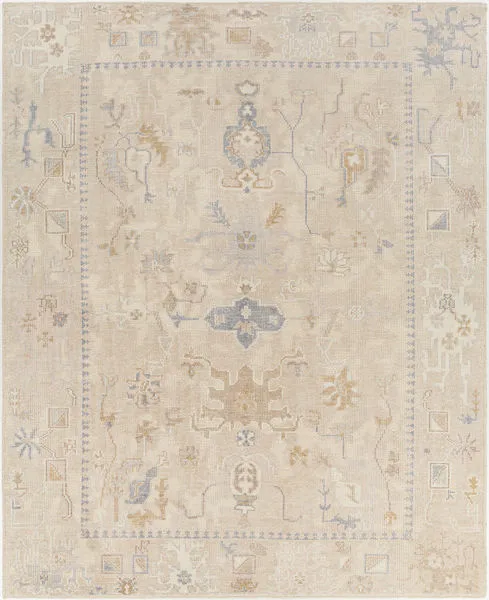 Product Image 1 for Revere Vintage-Inspired Hand-Knotted Denim / Taupe Rug - 6' x 9' from Surya