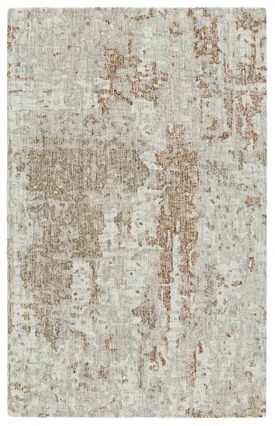 Abstract taupe and bronze modern area rug with a textured, tweed-inspired pattern in heathered colors