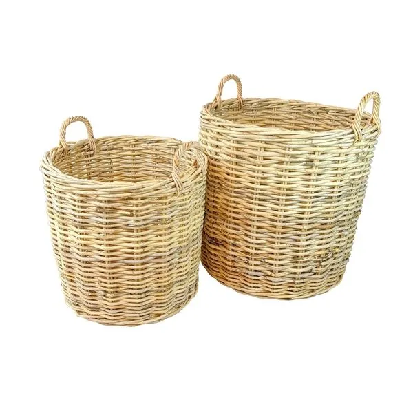 Product Image 1 for Set of 2 Natural Rattan Baskets w/ No Wheels from BIDKHome