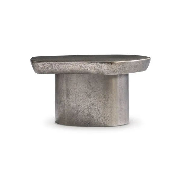 Clawson Cocktail Table in cast aluminum with organic free-flowing top and shaped pedestal in graphite finish