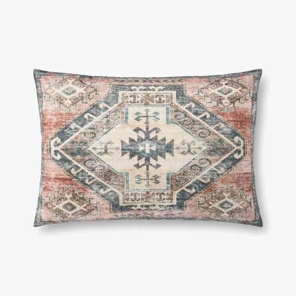 Product Image 1 for Rust / Navy Antique Inspired Polyester Printed Decorative Throw Pillow from Loloi