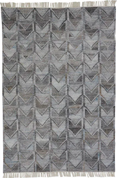 Flatwoven Beckett Light Dark Gray Chevron Rug with geometric chevron pattern and fringe edges
