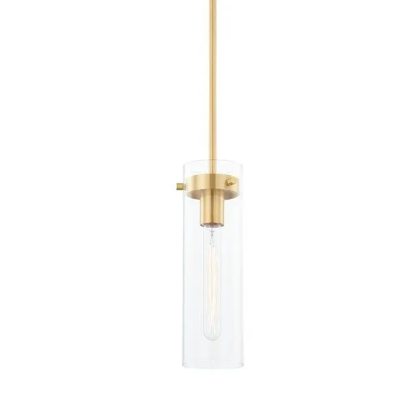 Product Image 1 for Haisley Small Gold Clear Glass Cylinder Pendant Light from Mitzi