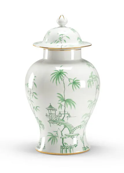 Product Image 1 for Lily Green Chinoiserie Jar from Chelsea House
