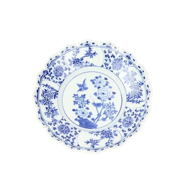Product Image 1 for Blue & White Jagged Rim Peony Bowl from Legend of Asia